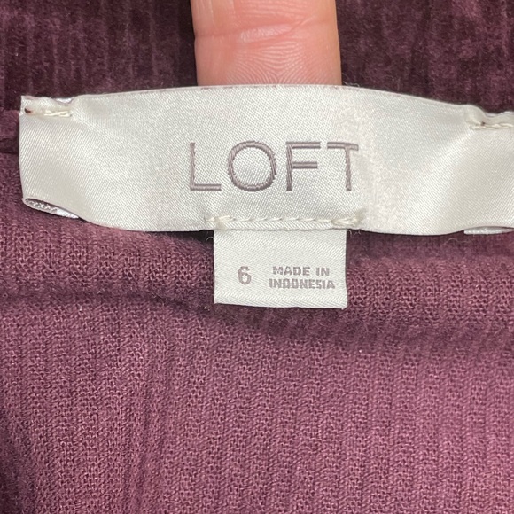Ann Taylor Loft Skirt Womens Maroon burgundy Corduroy Straight Mini Stretch - Picture 2 of 7
